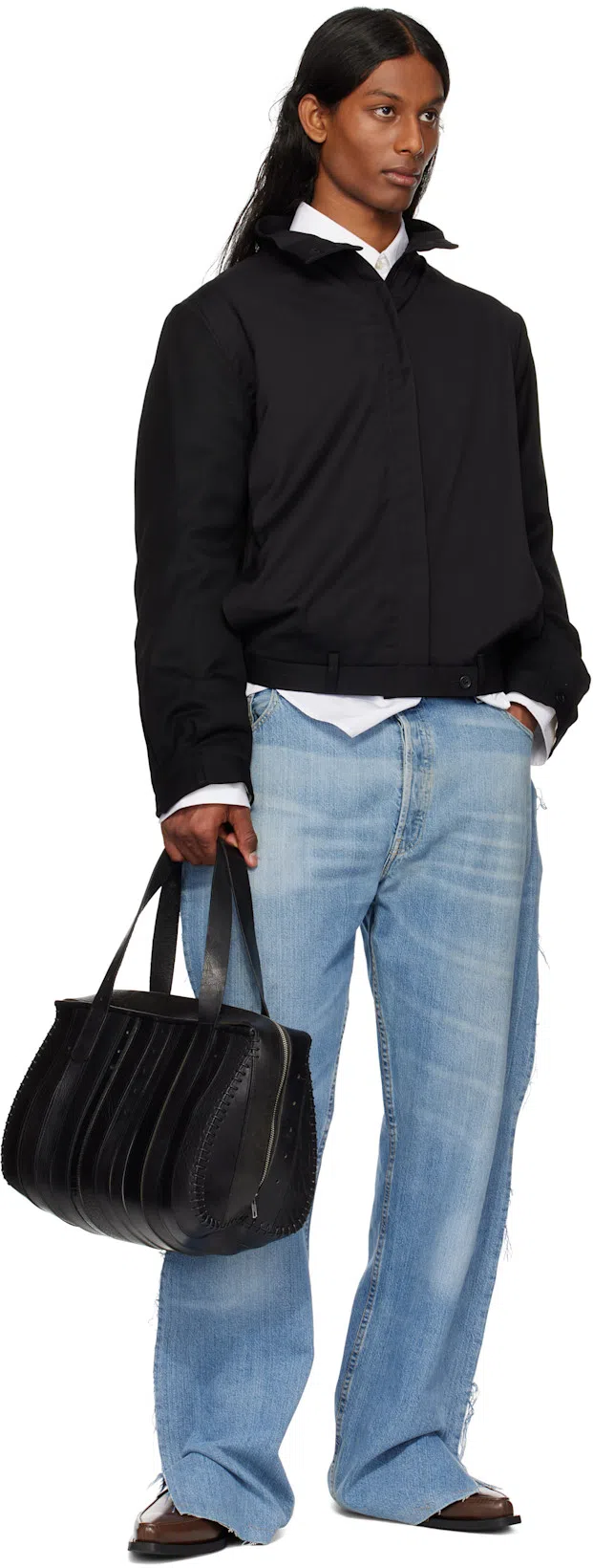 LE PERE White Detached Sleeve Button Down Shirt