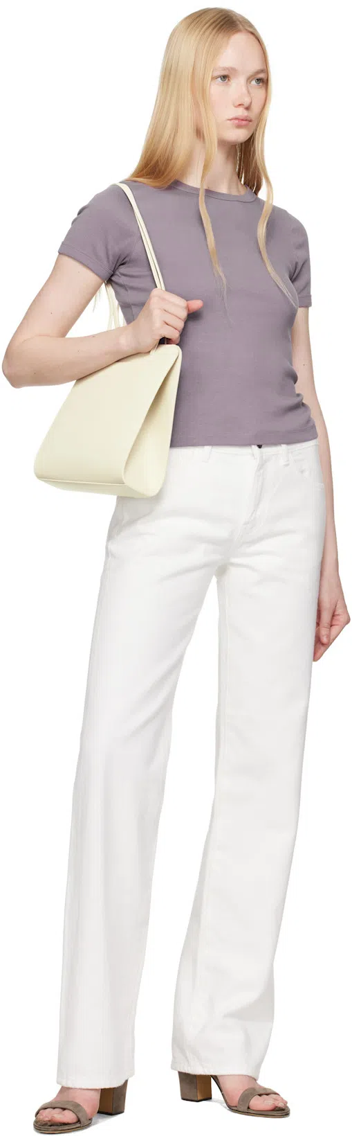 THE ROW Sharka Rigid Low-rise Cotton-cashmere Barrel Jeans In Metallic