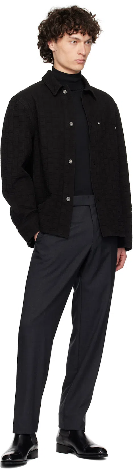 TOM FORD Gray Super Plain Weave Shelton Trousers In Dark Grey