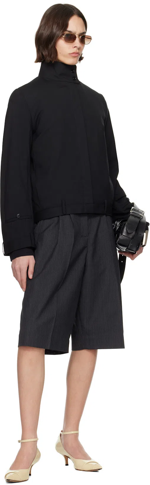 MFPEN Gray Favorite Shorts In Dark Grey Pinstripe