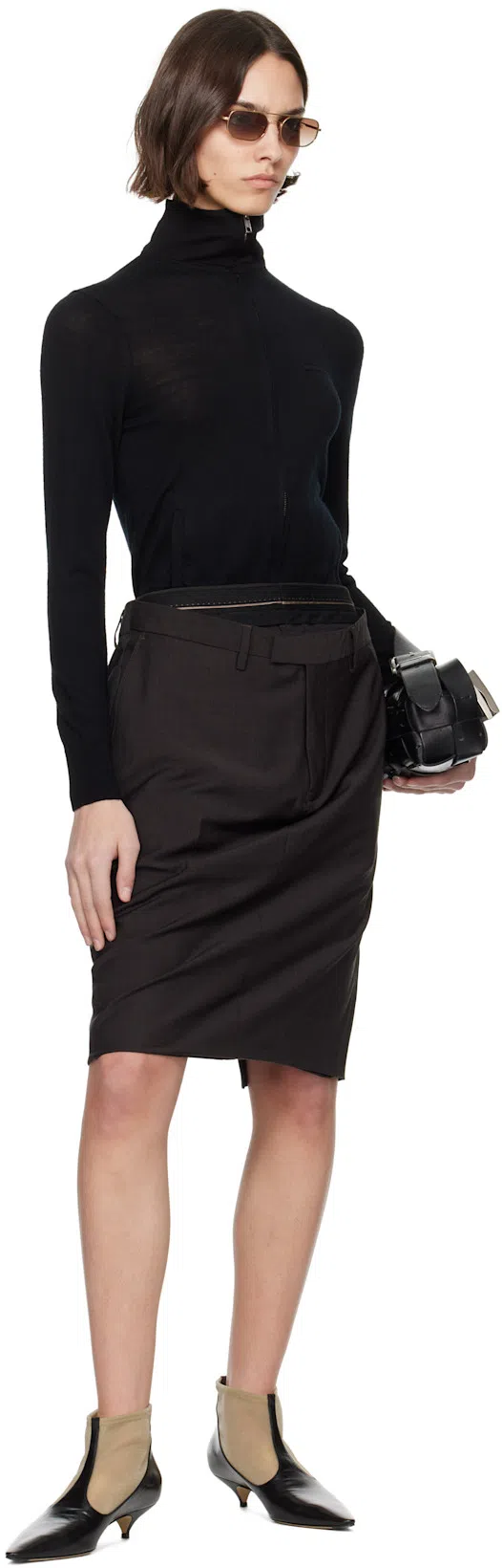 THE ROW Mesh Leather-trimmed Ankle Boots In Blk Black