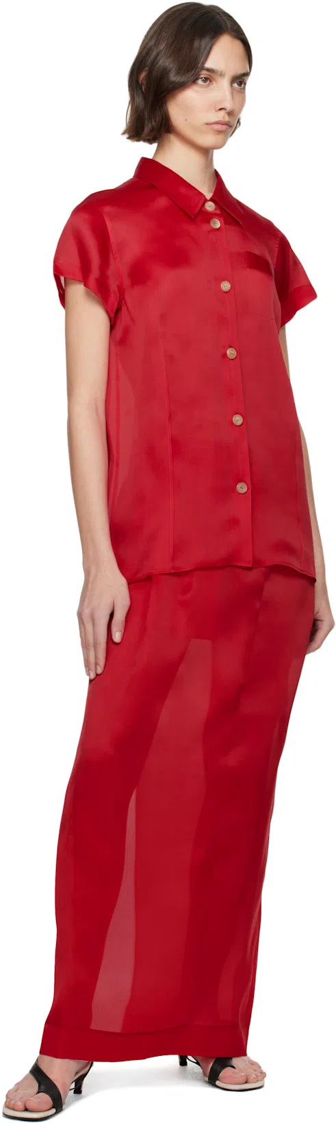 KHAITE Keefe Silk Shirt In Red