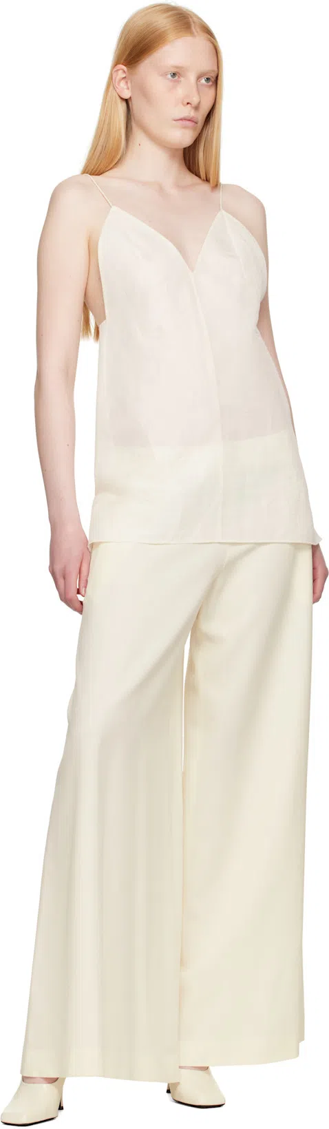 KHAITE Talsie Silk Blend Camisole Top In White