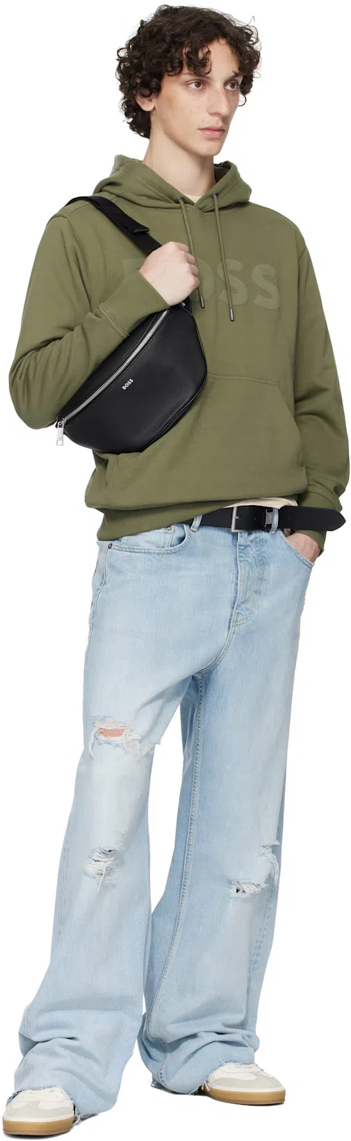 HUGO BOSS White & Navy Beckham Edition Low-top Suede Sneakers