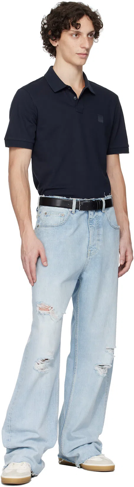 HUGO BOSS White & Navy Beckham Edition Low-top Suede Sneakers