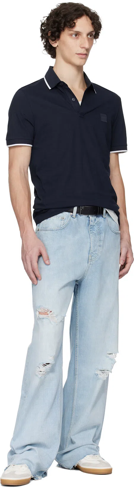 HUGO BOSS White & Navy Beckham Edition Low-top Suede Sneakers