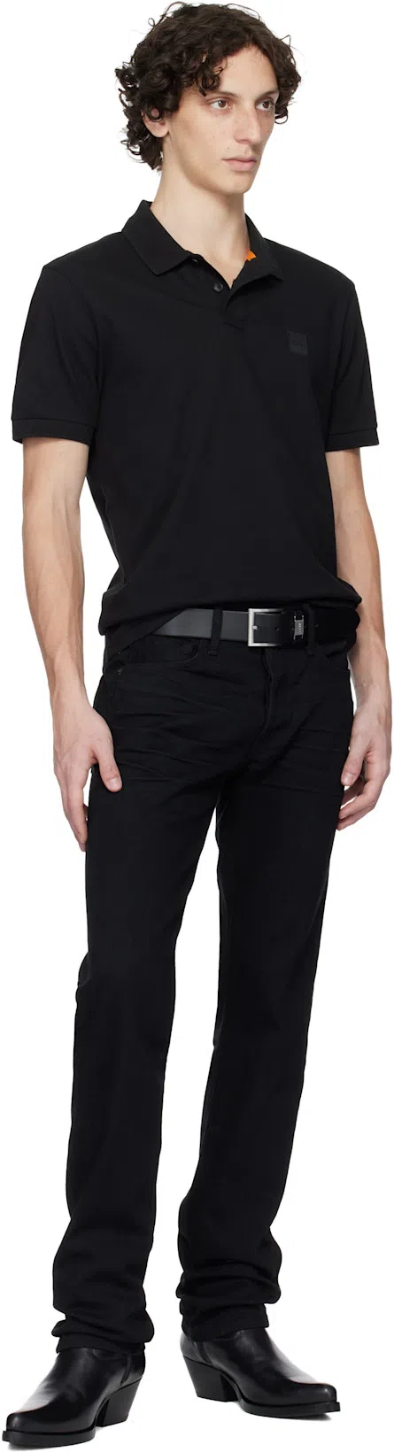 ERNEST W BAKER Black Western Boots In Black Leather