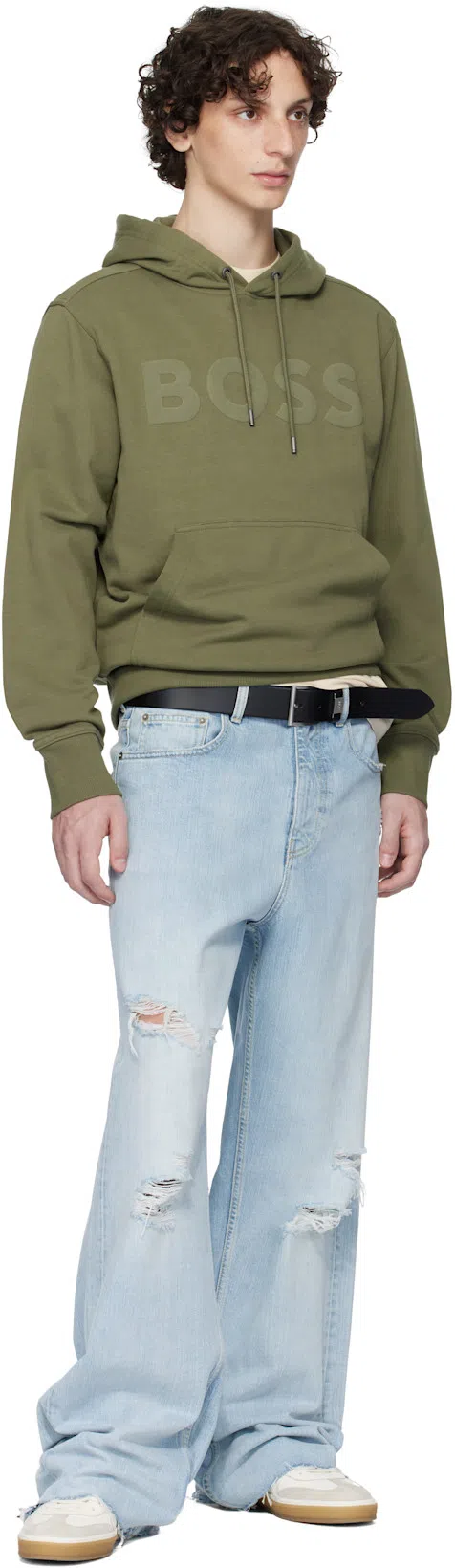 HUGO BOSS White & Navy Beckham Edition Low-top Suede Sneakers