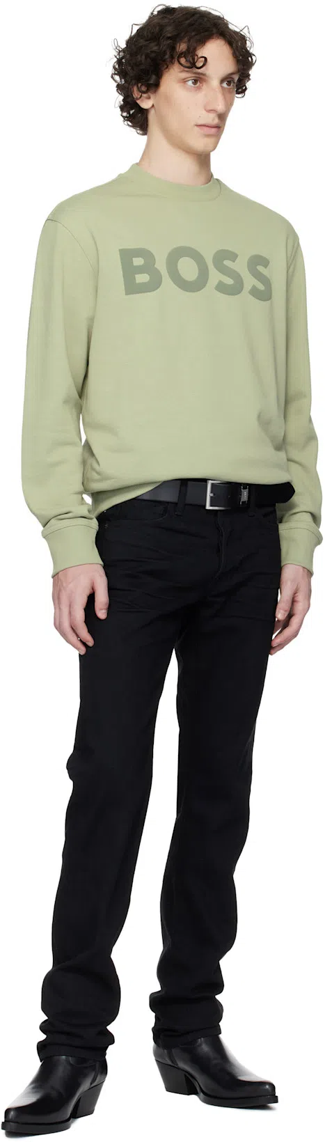 ERNEST W BAKER Black Western Boots In Black Leather