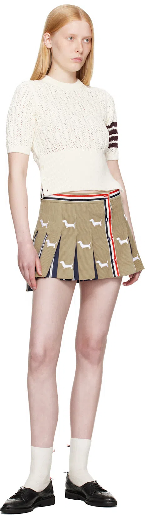 THOM BROWNE Women's 4bar Knit Tshirt In Neutral