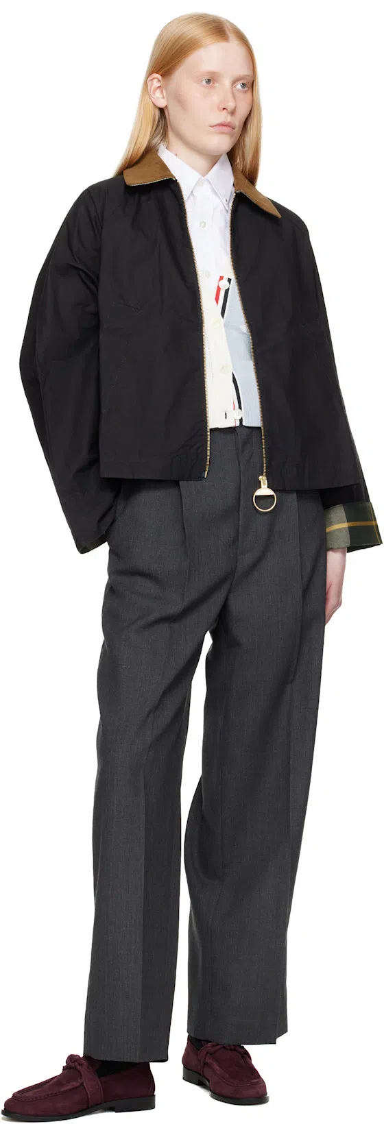 AURALEE Gray Wool Kid Mohair Hop Sack One-tuck Trousers In Top Charcoal