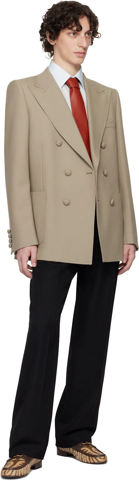 VALENTINO Black Grain De Poudre Wool Trousers