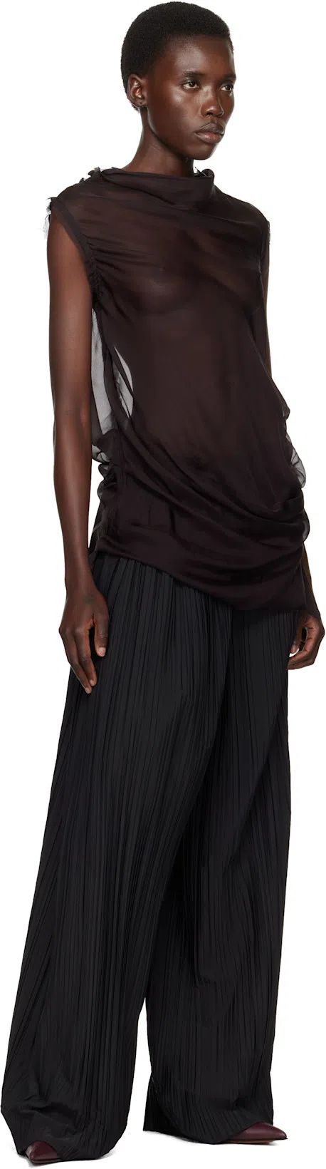 AARON ESH Purple Draped Sleeveless Blouse