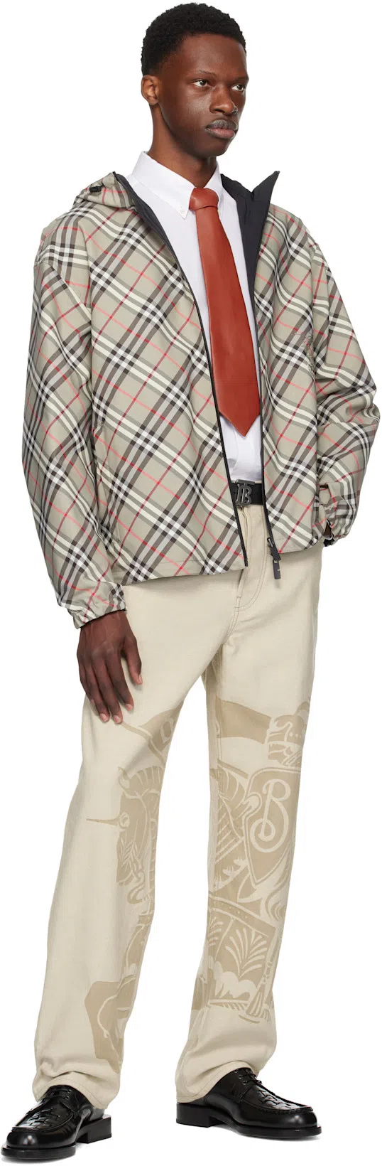 BURBERRY Checked Reversible Hooded Jacket In Gray