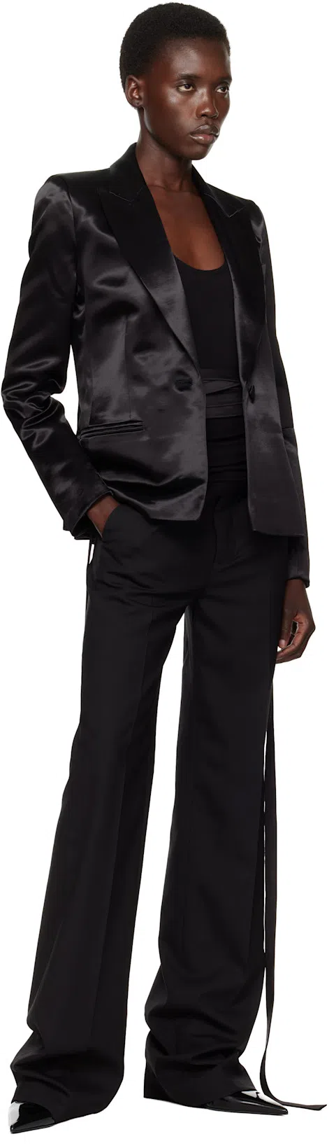 AARON ESH Black Satin Tie Vest