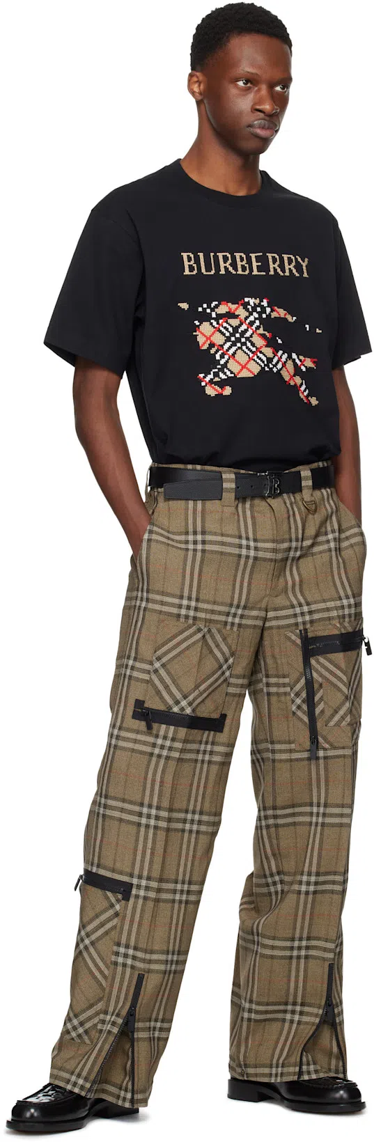 BURBERRY Cross Stitch Logo Cotton T-shirt In Black