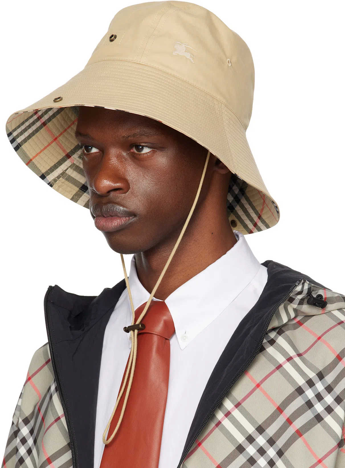 BURBERRY Checked Reversible Hooded Jacket In Gray