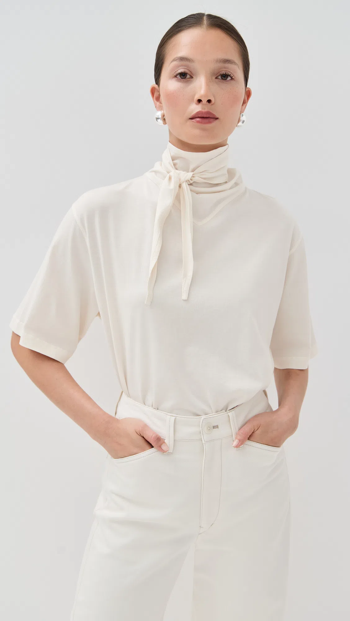 LEMAIRE Black Calf Leather Ballerina Shoes With Off-center Vamp