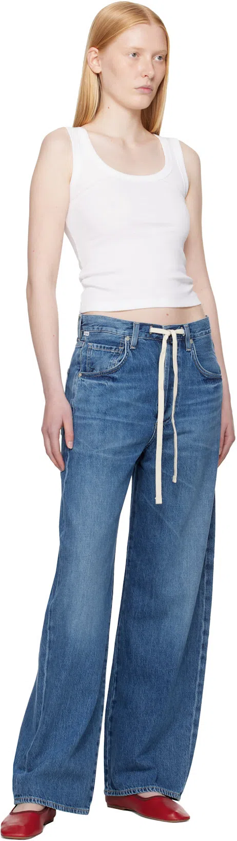 DRIES VAN NOTEN Red Leather Ballerina Flats