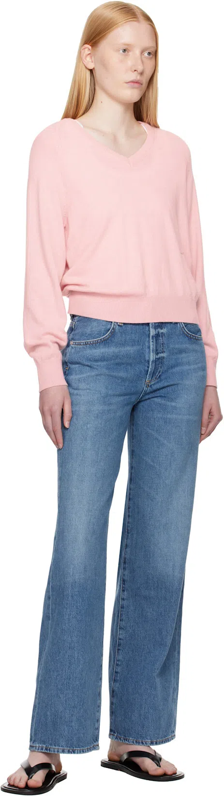 CITIZEN OF HUMANITY Blue Annina High Rise Wide Leg 33 Jeans In Yellow