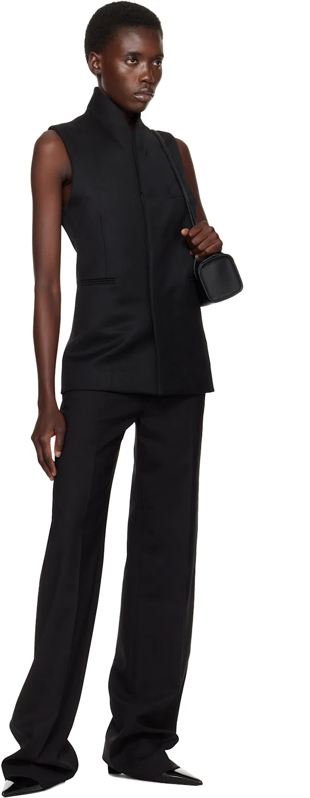 AARON ESH Black Shawl Lapel Vest