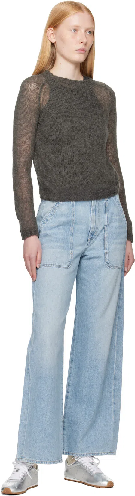 TOTÊME Gray Curved Rib Tank Top In Charcoal Melange 019