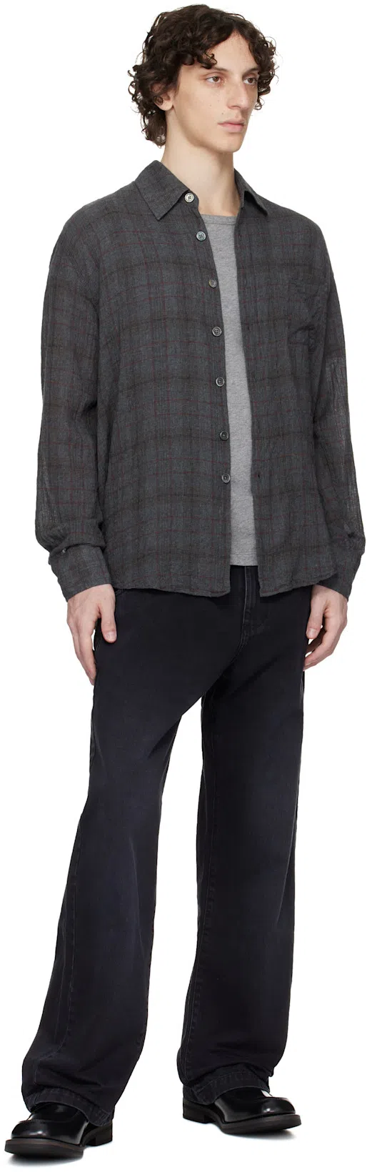 OUR LEGACY Above Plaid Cotton Blend Shirt In Black