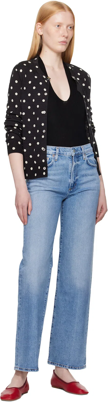 AGOLDE Franka Pleated High-rise Wide-leg Jeans In Blue