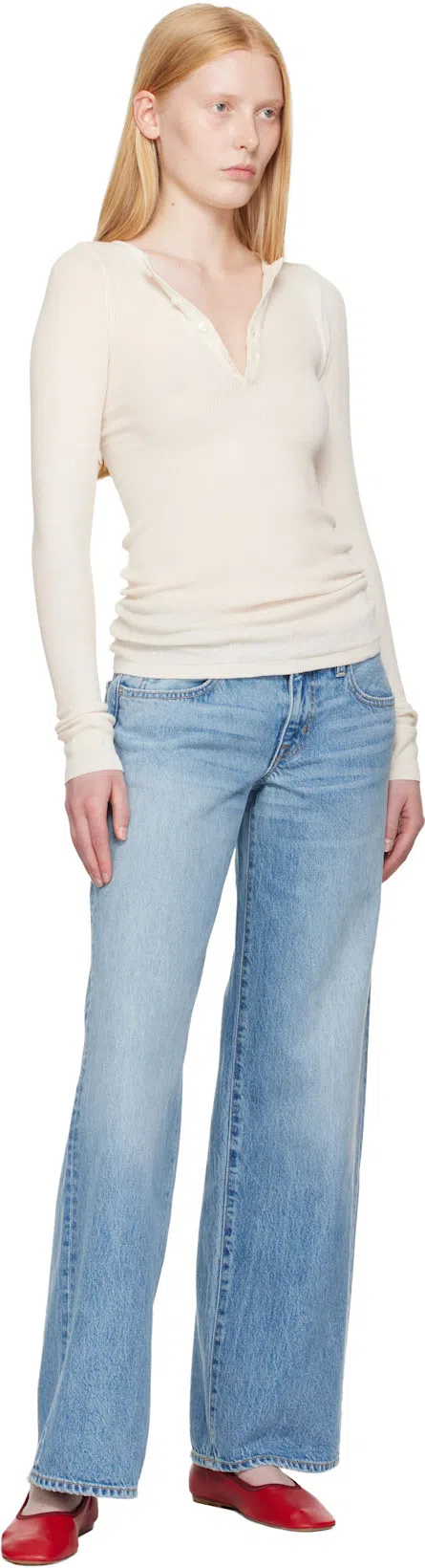 DRIES VAN NOTEN Red Leather Ballerina Flats