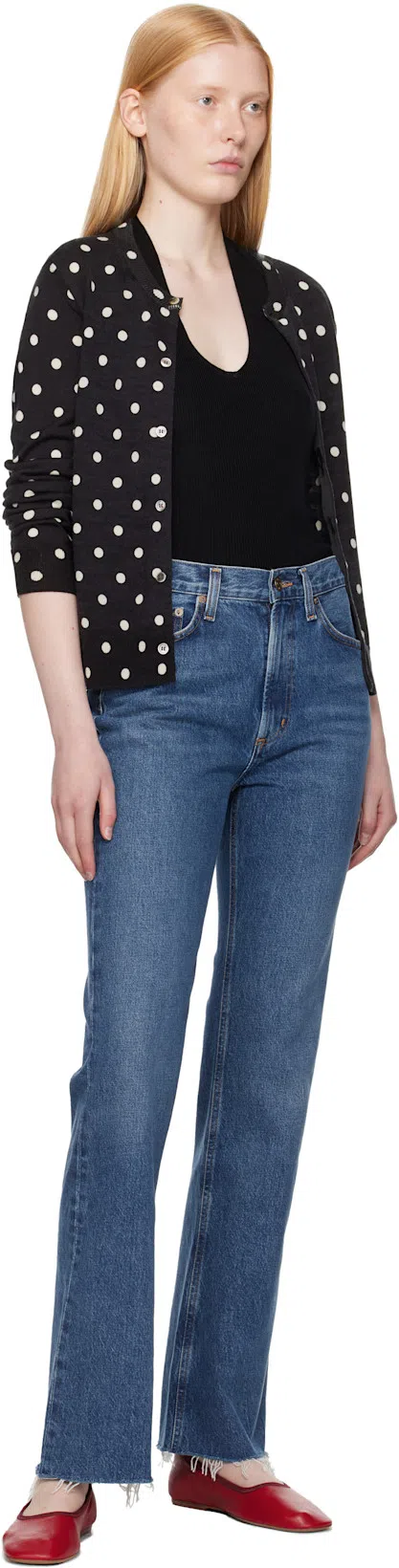 COMME DES GARÇONS Black Polka Dots Pattern Print Cardigan