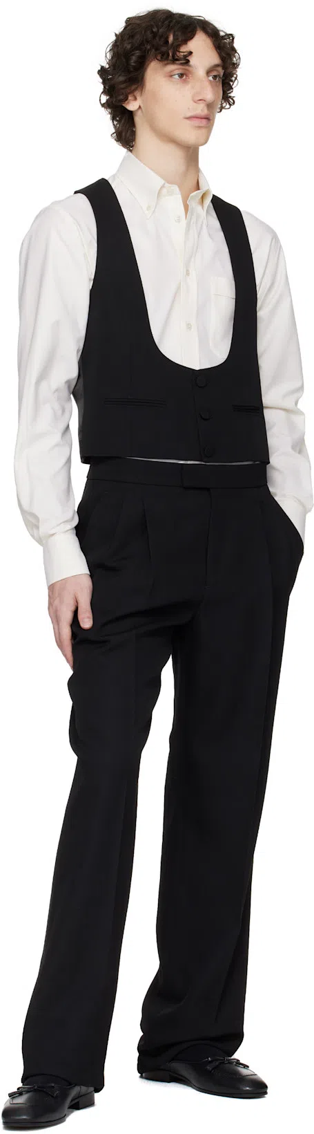 VALENTINO Black Grain De Poudre Wool Trousers