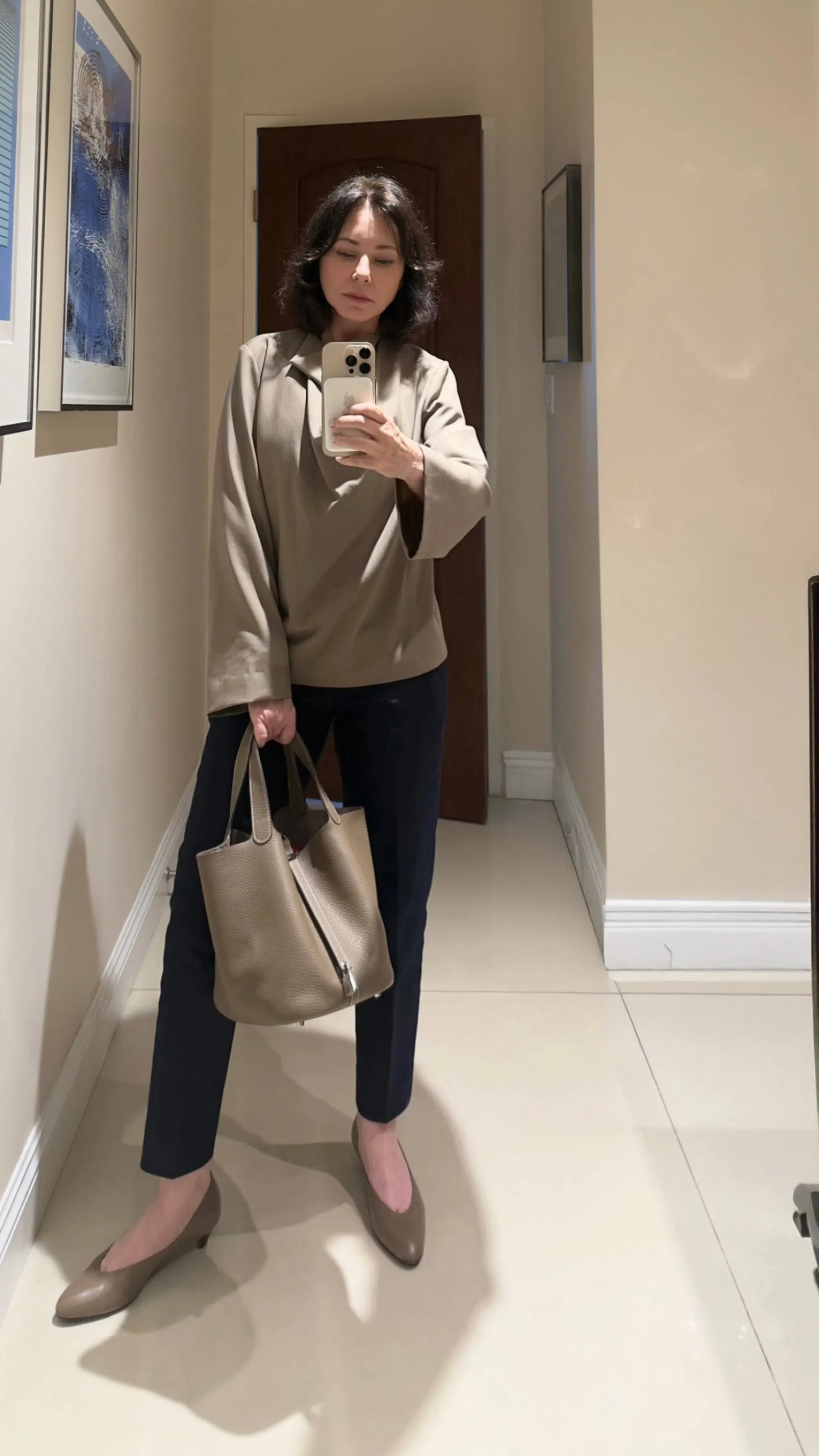 HERMES Pre-owned Hermès Picotin Grey Leather Tote Bag ()