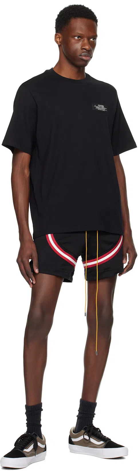 AMIRI Black Crewneck T-shirt With Logo Patch On The Front And Maxi Logo Print On The Rear