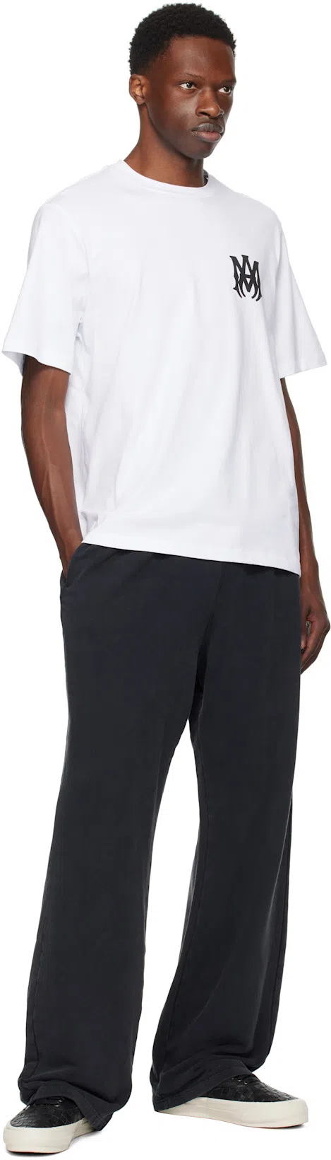 AMIRI Men White Crewneck T-shirt With Logo Print On The Front And Logo Lettering On The Rear In Cott In Multi