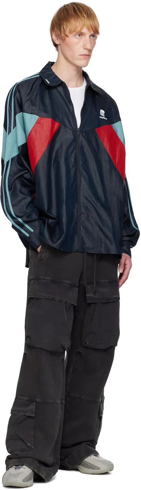 MARTINE ROSE Shirt-style Track Jacket In Blue