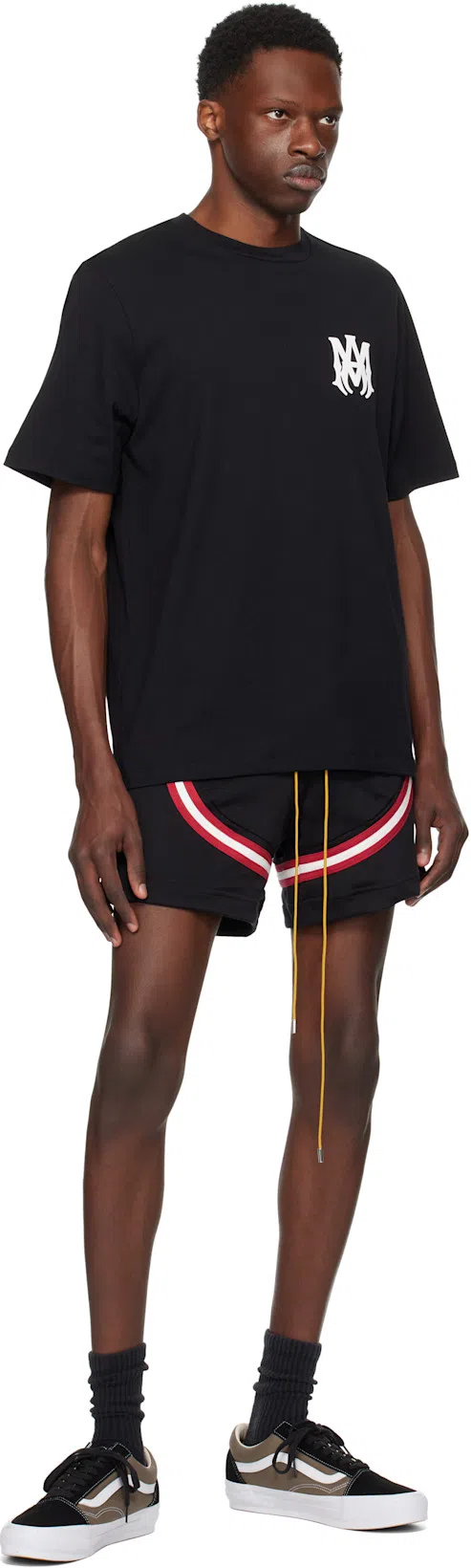 AMIRI Black Crewneck T-shirt With Logo Print On The Front And Logo Lettering On The Rear In Cotton Man