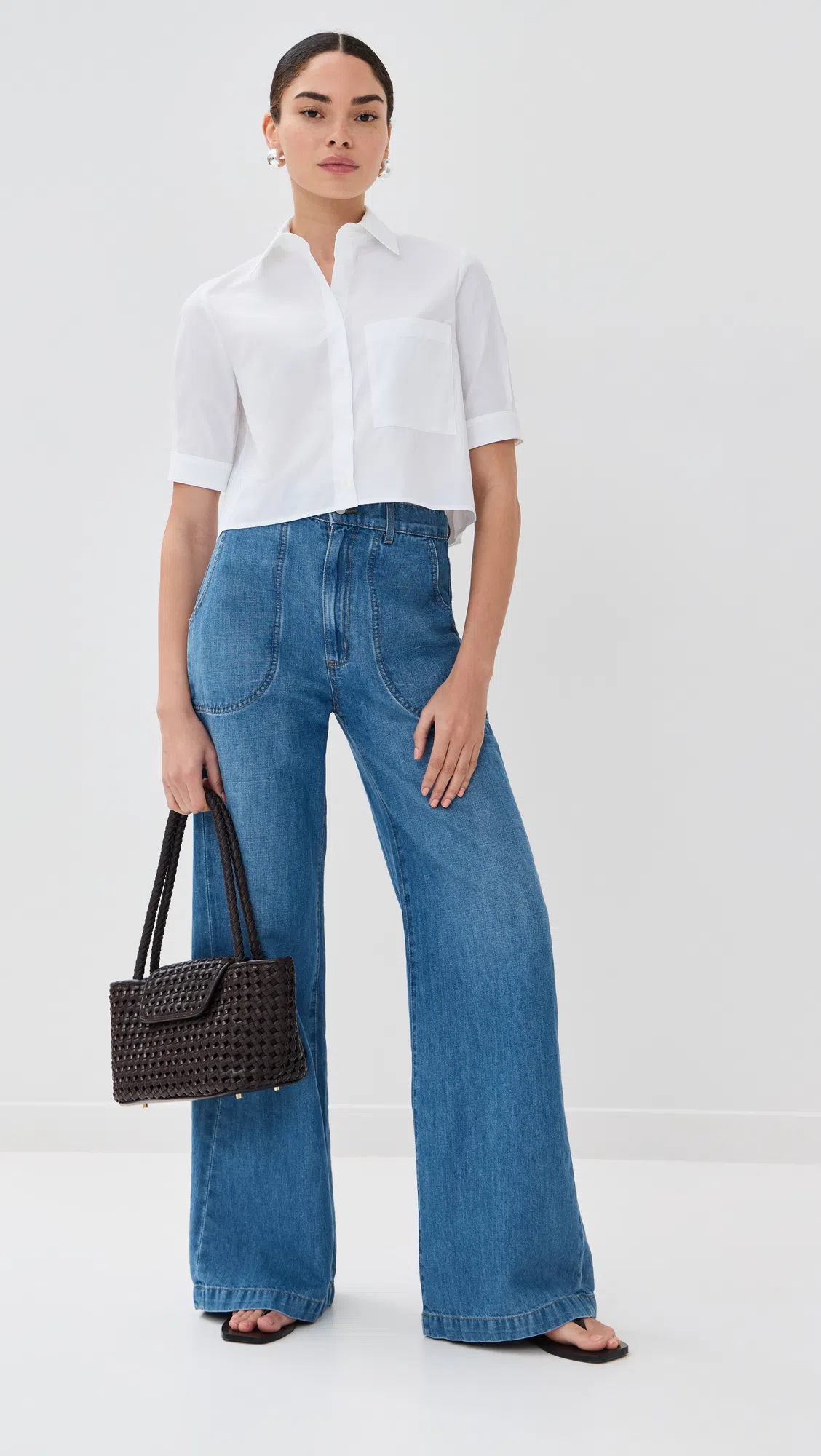 ELLEME Courrier Tote Woven Leather Dark Brown