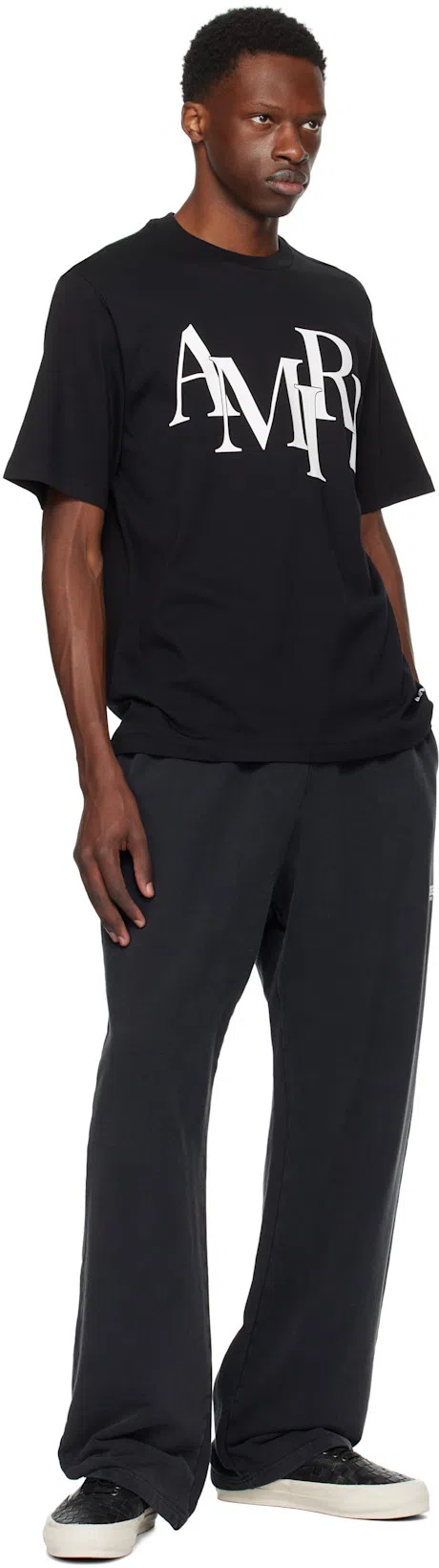 AMIRI Cotton Staggered Logo T-shirt Men In Black