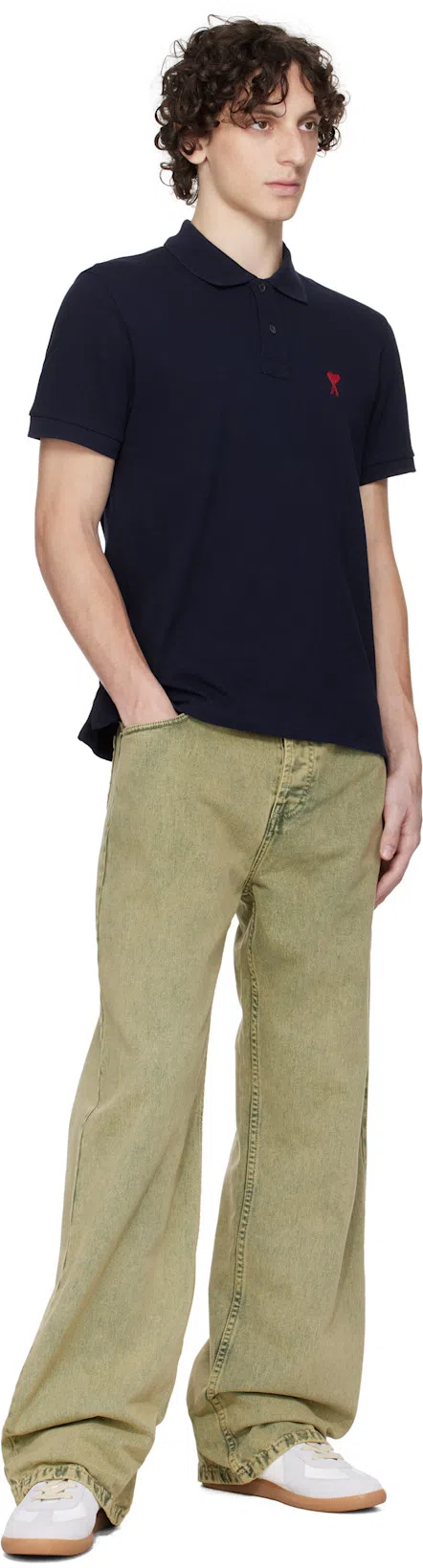 AMI ALEXANDRE MATTIUSSI Ami Paris Ami Paris De Coeur Cotton Polo Shirt In Blue