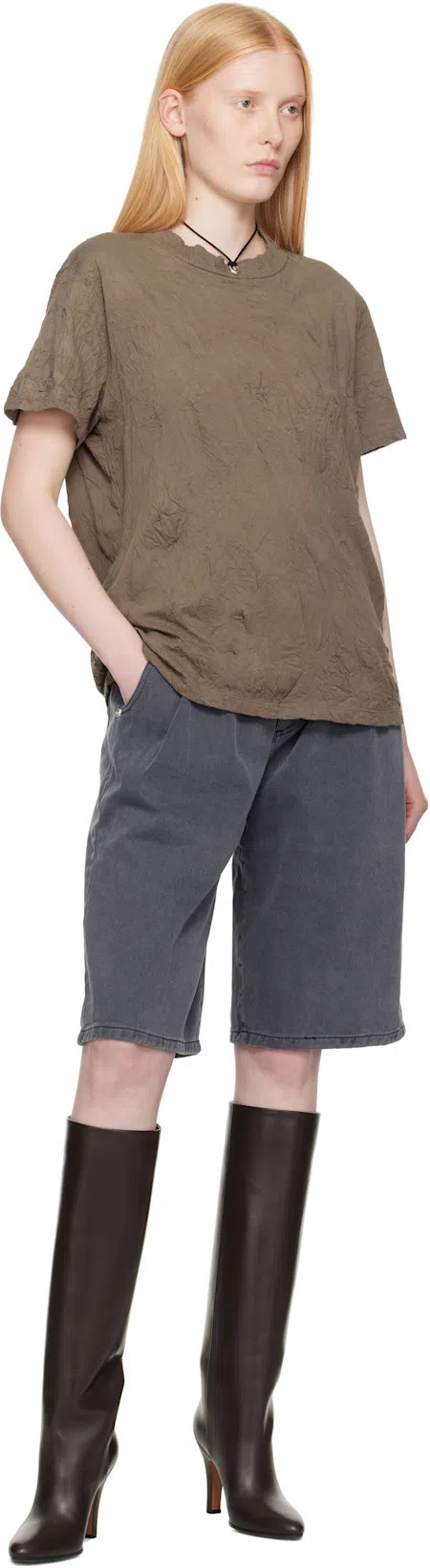 MFPEN Gray Flower Rivet Denim Shorts