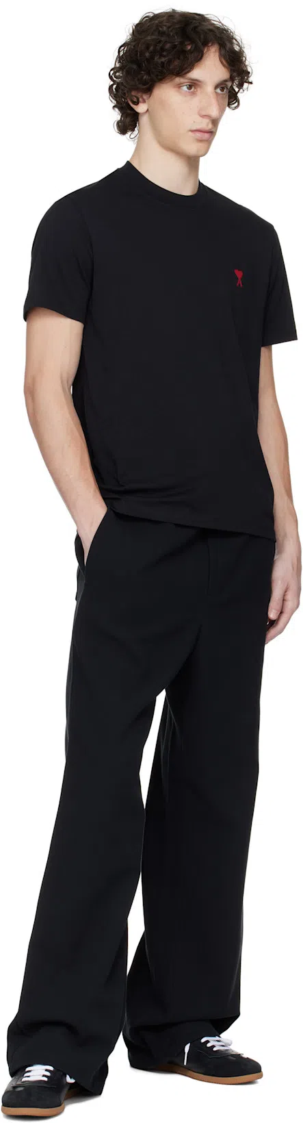 AMI ALEXANDRE MATTIUSSI Ami Paris Ami De Coeur Black Oversize T Shirt