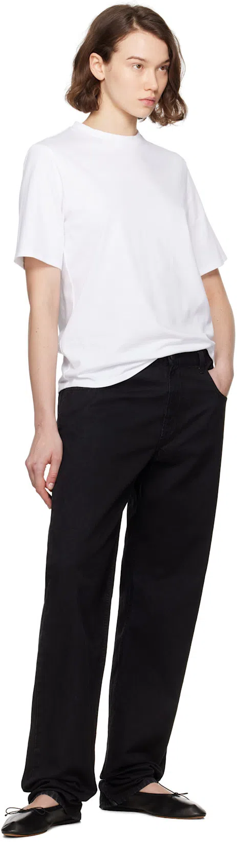 THE ROW 10mm Hereditas Leather Ballerina Flats In Black