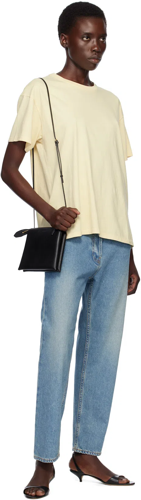 THE ROW Black Vika Ankle Strap Kitten Heeled Sandals In Blk Black