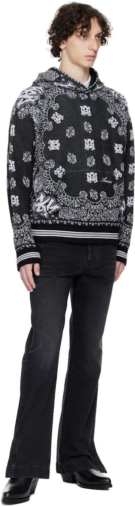 ERNEST W BAKER Black Western Boots In Black Leather