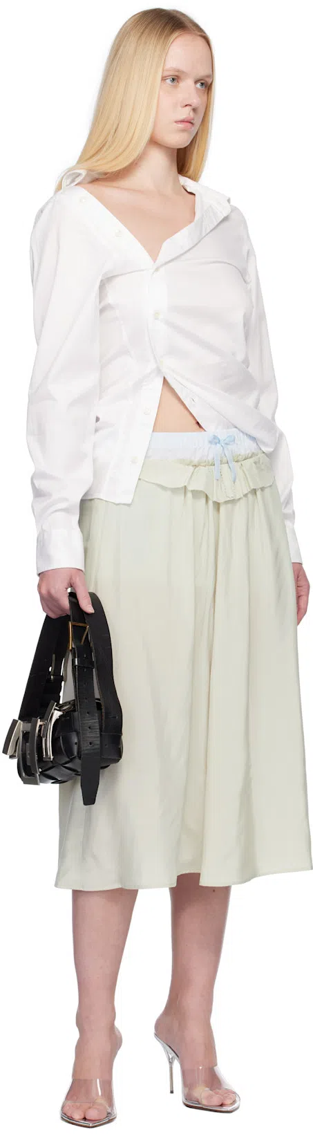 MAISON MARGIELA Anonimato Della Fodera Della Gonna Midi In Off-white