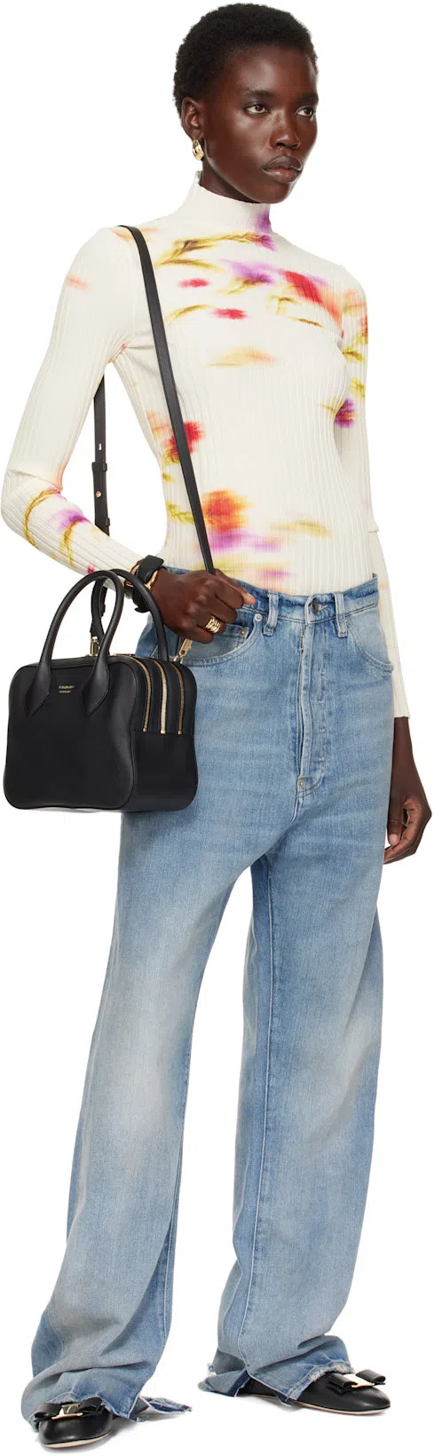 FERRAGAMO Vanna Vara Bow Ballet Flats In Calf Leather In Black