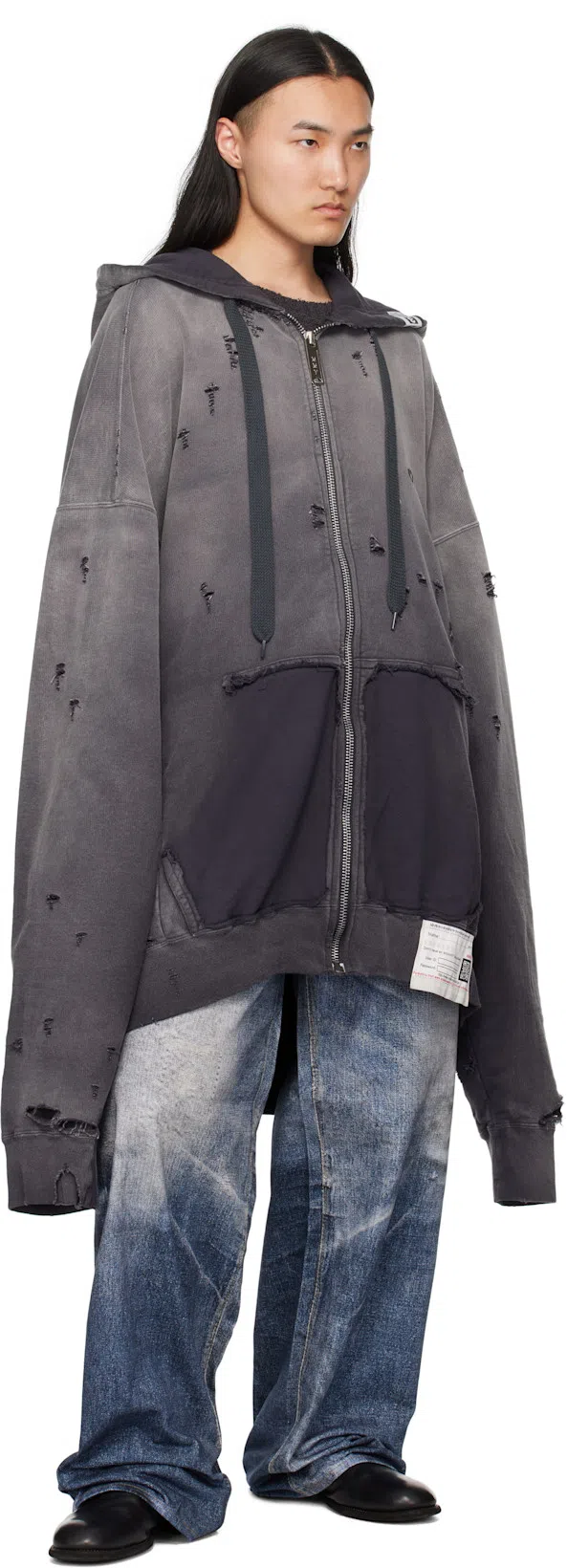 YOHJI YAMAMOTO Gray 5g Randome Damage Processed Sweater In 1 Charcoal