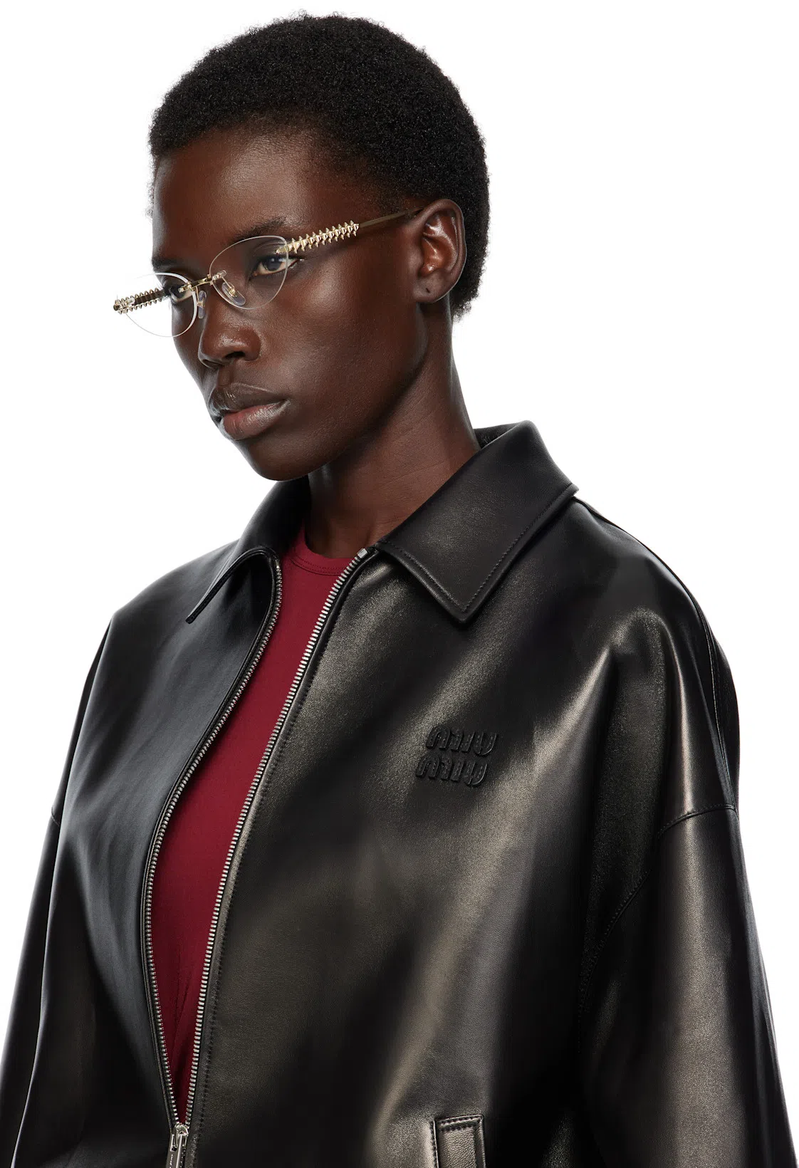 RABANNE Stretch Viscose Top Metal Embellishments In Red