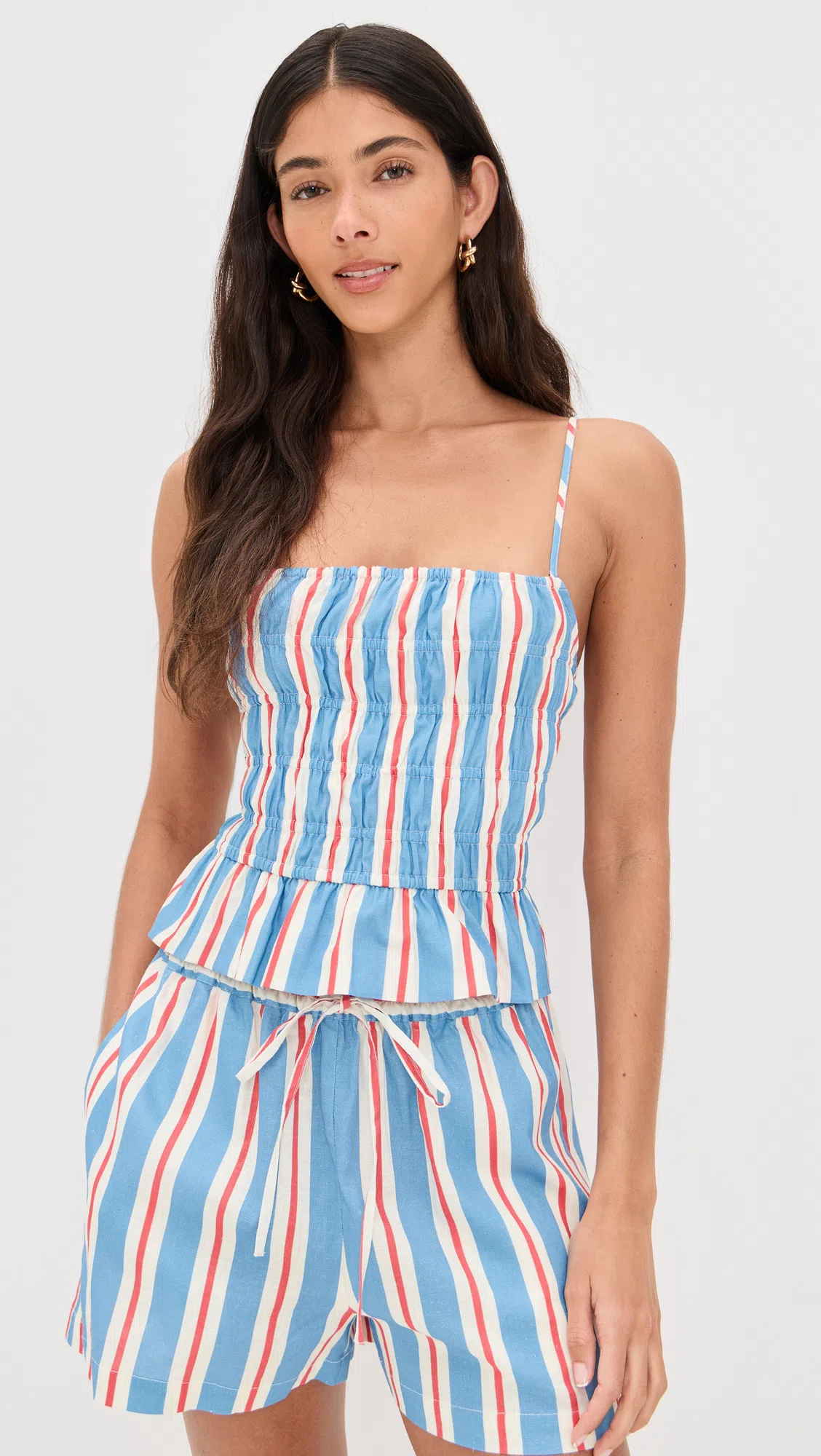 SOLID & STRIPED The Charlie Shorts Americana Stripe In Blue