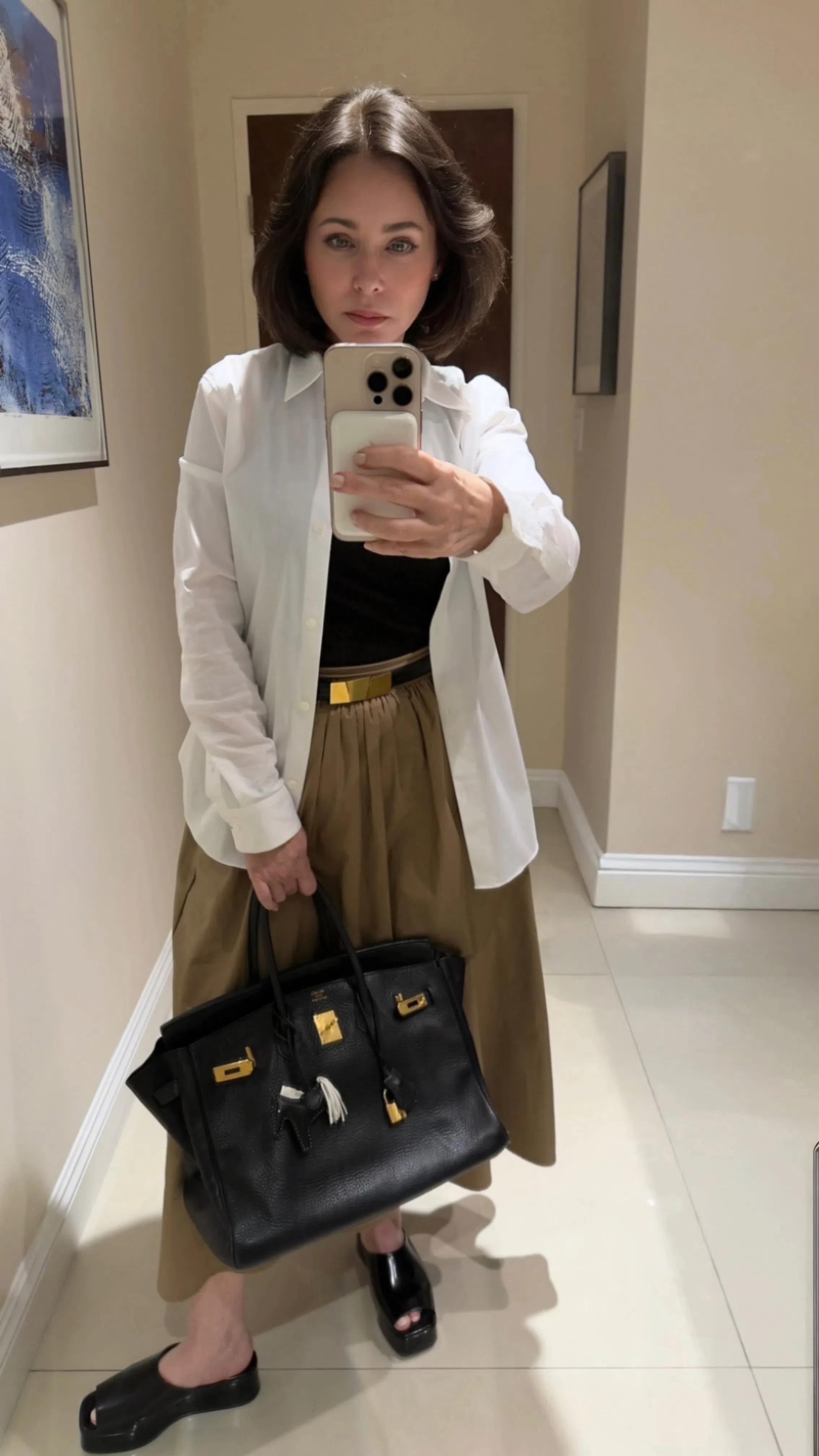 KHAITE Axel Leather Belt In Black